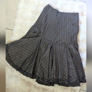 Vintage French Pinstripe Ruffle Midi Skirt